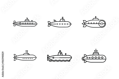  submarine icon line art vector