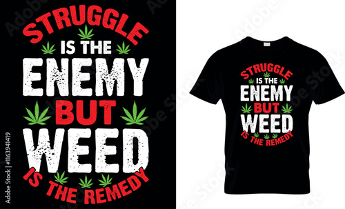 cannabis Typography T shirt Design with editable vector graphic. one joint a day keeps the bad mood away.