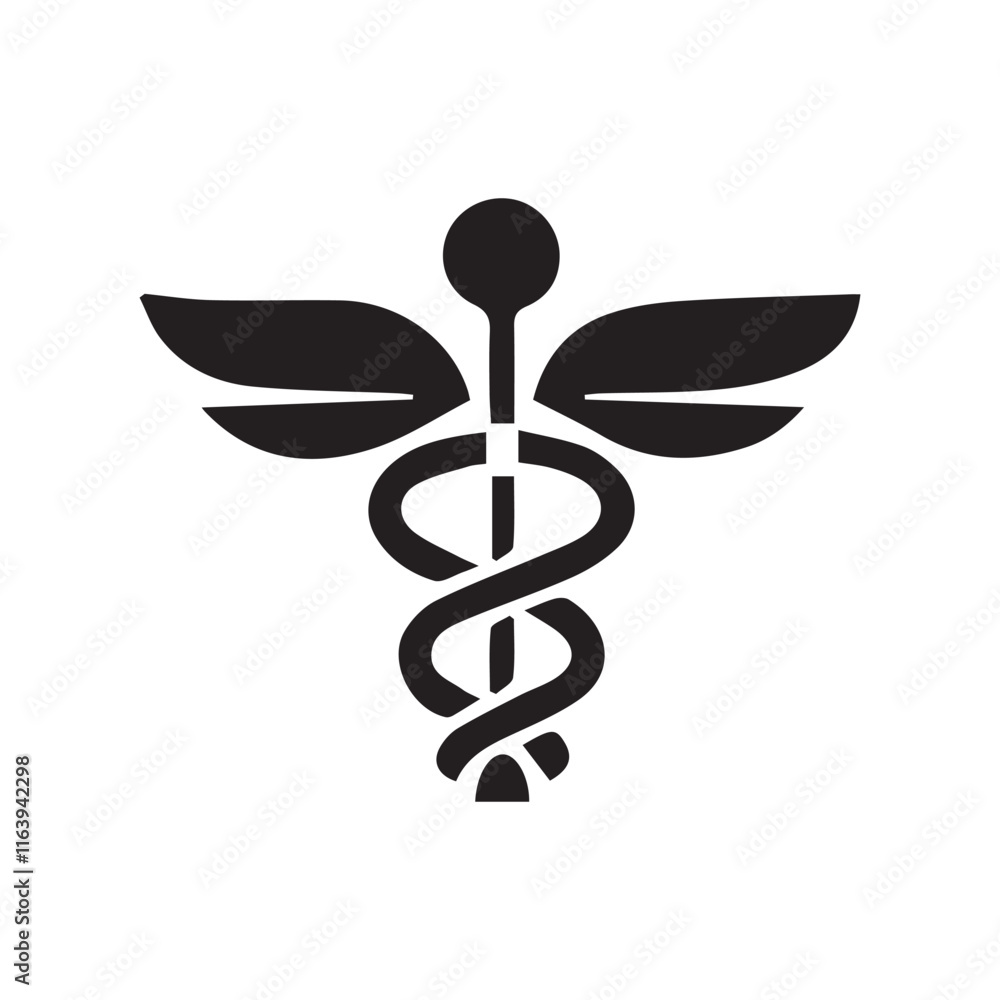 caduceus medical symbol icon vector silhouetee caduceus medical symbol icon vector silhouetee