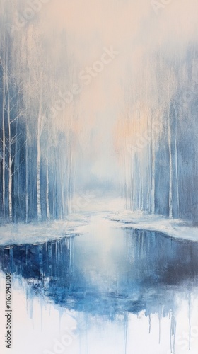 Tranquil Winter Landscape with Soft Blue Tones