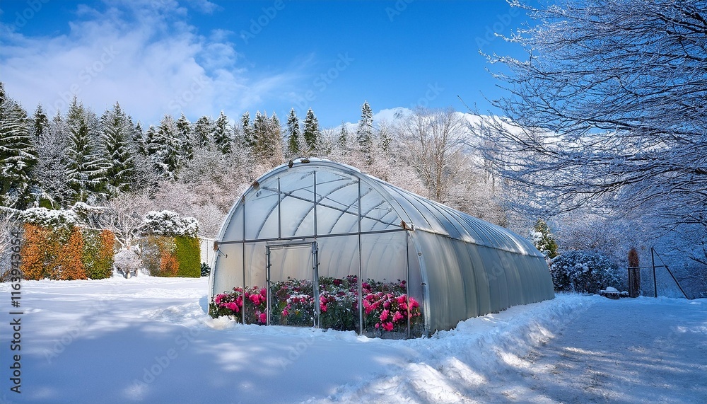 greenhouse covered with snow