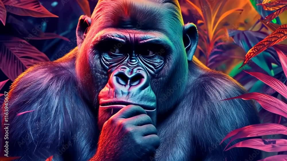 Beautiful portrait of a gorilla in the jungle. Selective focus. animal. Beautiful portrait of a gorilla in the jungle. Selective focus. animal.