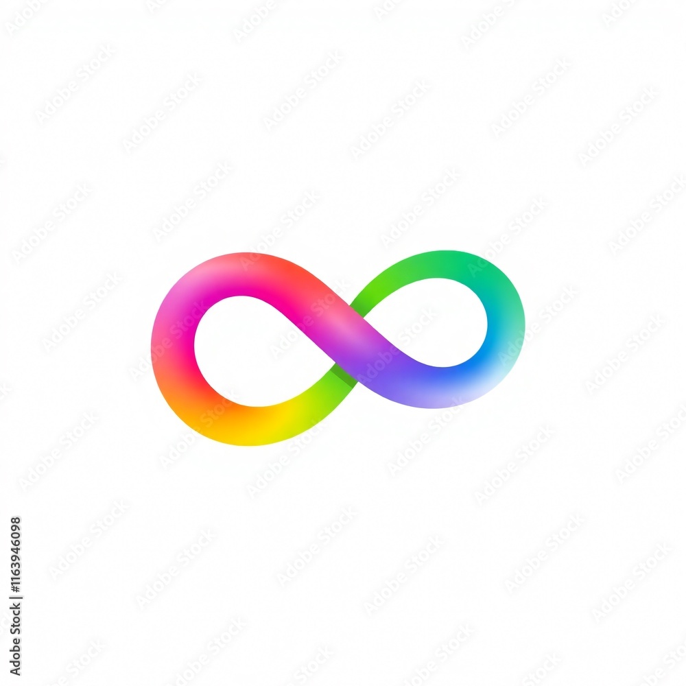 A flat design infinity symbol on isolated white background A flat design infinity symbol on isolated white background