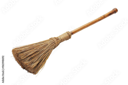 Wallpaper Mural A traditional broom made of natural fibers, featuring a long wooden handle and a bundled bristle head for sweeping. Torontodigital.ca