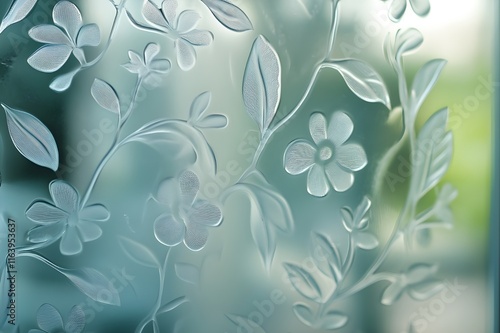 Frosted Glass with Subtle Floral Patterns - Elegant Decorative Design