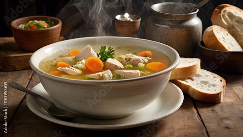 Chicken Soup with Smoky Steam photo