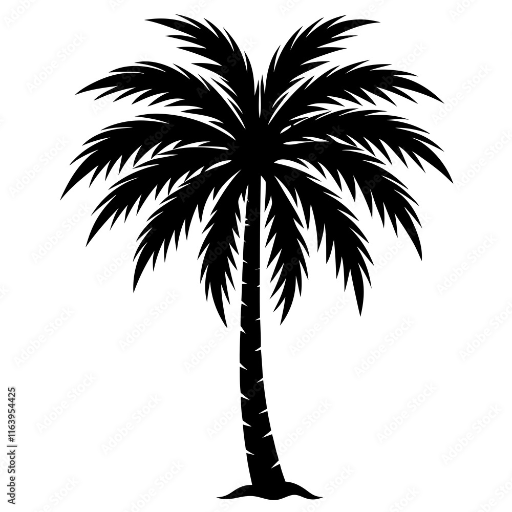 Obraz premium Minimalist Black Palm Tree Vector