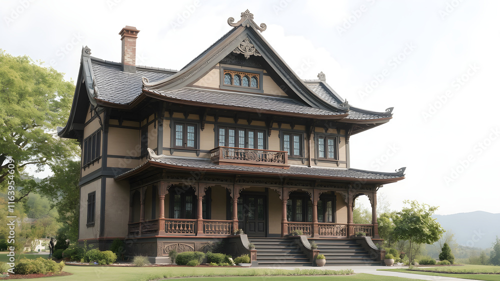 an Asian inspired Victorian era house an Asian inspired Victorian era house