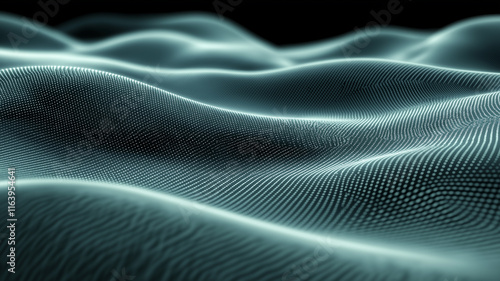 Abstract Glowing Waves in Teal