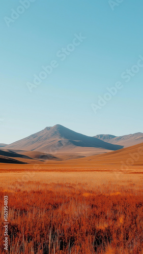 Serene Mountain Landscape Under Clear Blue Sky