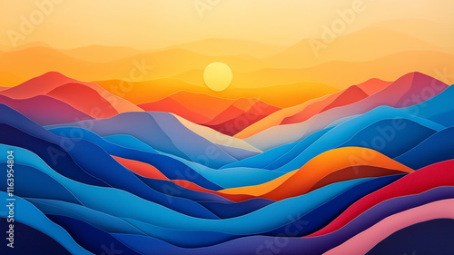 Vibrant Abstract Landscape at Sunset