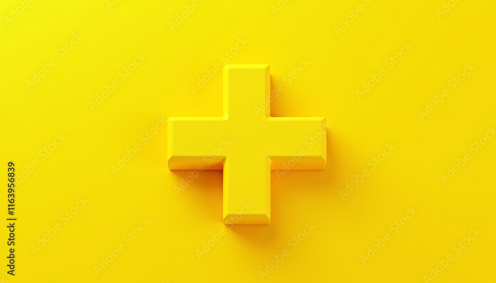 Fototapeta premium Vibrant Yellow Plus Sign Graphic Design