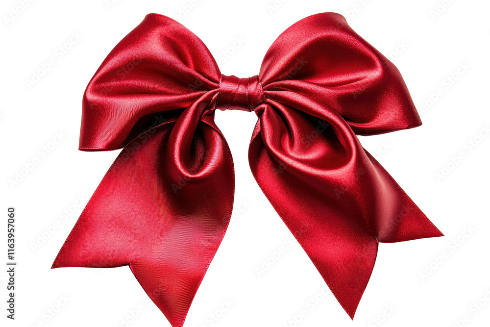 A vibrant red satin bow with elegant loops and tails, showcasing a smooth texture and a classic design. A vibrant red satin bow with elegant loops and tails, showcasing a smooth texture and a classic design.