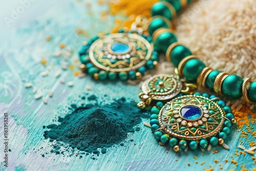 Traditional Indian Jewelry and Rice photo