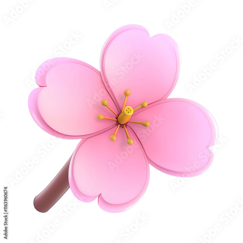 Wallpaper Mural A vibrant pink cherry blossom flower with delicate petals and a brown stem. Torontodigital.ca