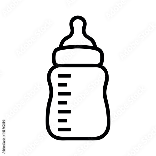 Feeding bottle icon,  baby symbol, milk bottle icon, Simple Black Line Art Illustrations of Baby Bottle, vector illustration.