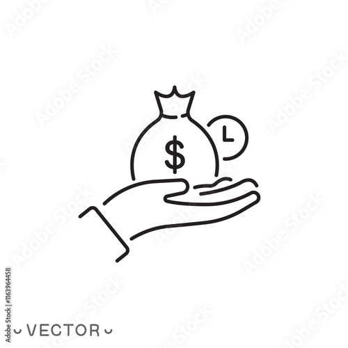 easy instant credit icon, loan payment, fast money, finance thin line symbol concept isolated on white background, editable stroke eps 10 vector illustration