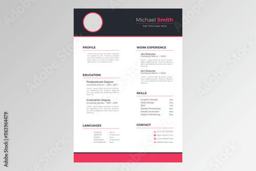 Minimalist Healthcare CV or Resume Design Template