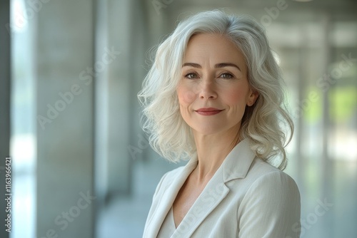 Free Download Happy mature business woman leader standing in office looking away. Smiling confident older middle aged professional lady corporate leader, senior female executive or entrepreneur, Generative AI - GFXLoad