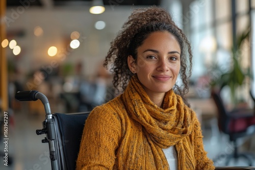 Self-confident Woman With Disability At Modern Startup Office, Generative AI