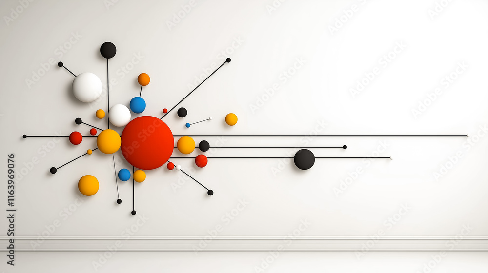 Abstract geometric design with colorful circles and lines Abstract geometric design with colorful circles and lines