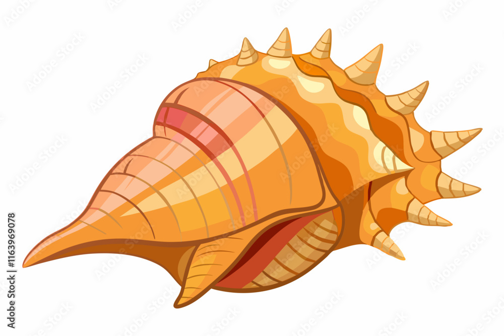 Illustration of Spider Conch Seashell: Vibrant Marine-Themed Design for Coastal Decor. Illustration of Spider Conch Seashell: Vibrant Marine-Themed Design for Coastal Decor.