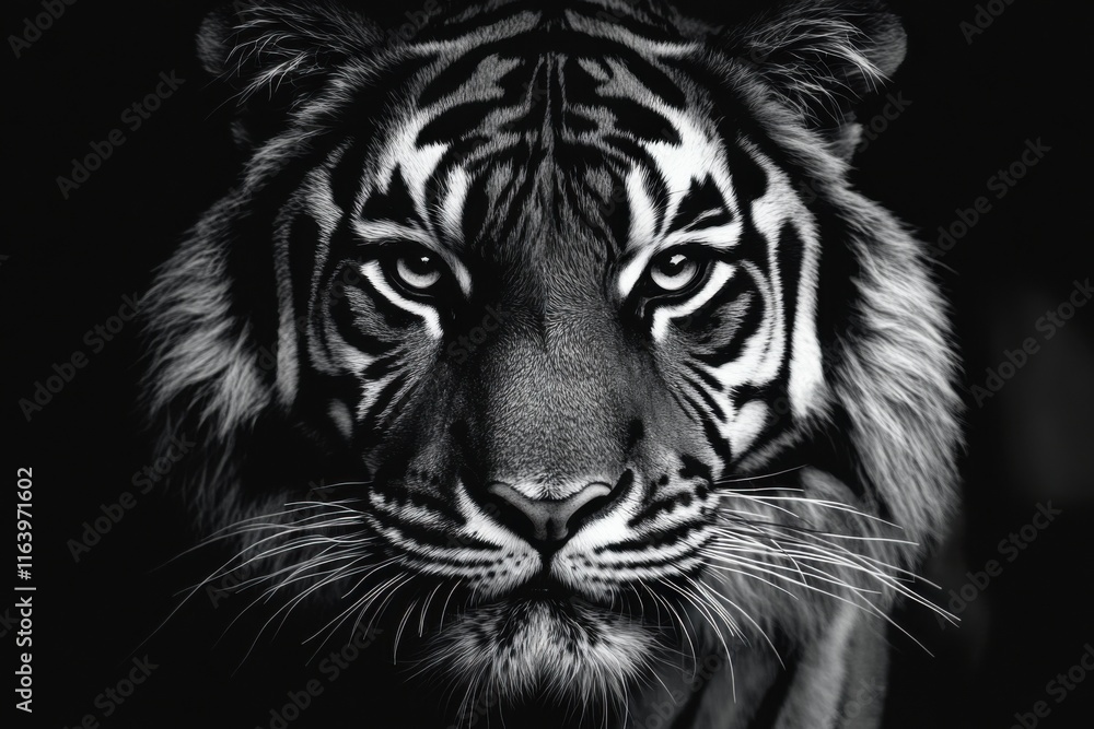 The haughty eyes of a tiger in portrait form as a pencil drawing The haughty eyes of a tiger in portrait form as a pencil drawing