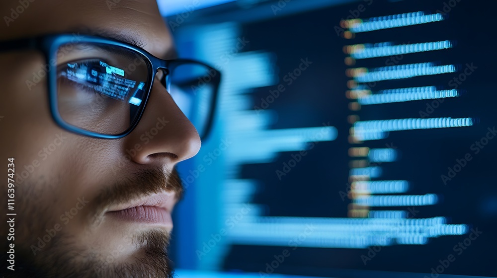 Focused Programmer: Nighttime Coding Session Focused Programmer: Nighttime Coding Session