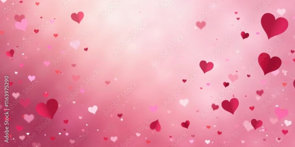 Romantic Pink Hearts Floating on a Soft Background A Lovely Valentine's Day Design Romantic Pink Hearts Floating on a Soft Background A Lovely Valentine's Day Design