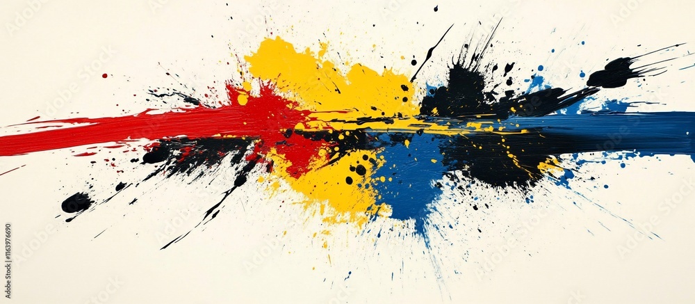 Abstract art painting with vibrant splashes of color. Abstract art painting with vibrant splashes of color.