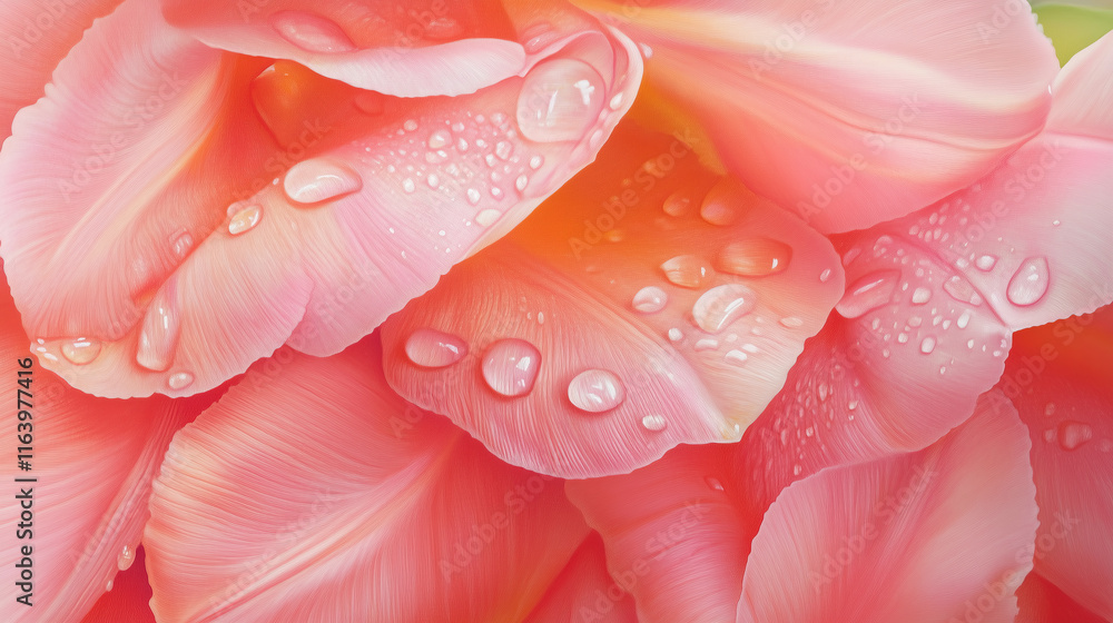 Fototapeta premium close-up of pink tulips with water droplets on the petals