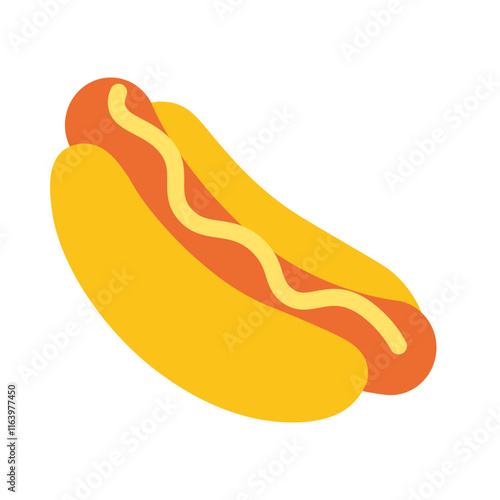 Hot Dog - Classic Fast Food Icon, Sausage in Bun Illustration, and Picnic Snack Clipart Design