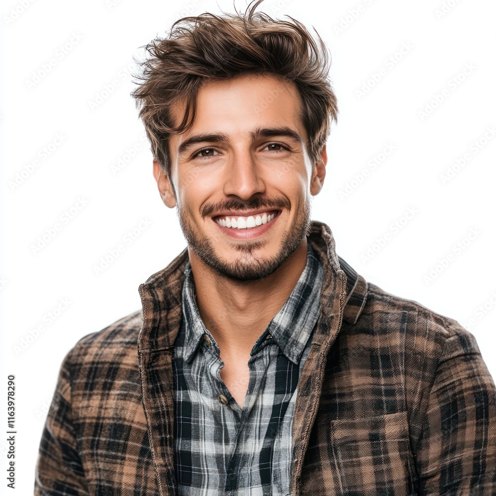Portrait of a handsome fashion man smiling Isolated on White Background Generative AI Portrait of a handsome fashion man smiling Isolated on White Background Generative AI