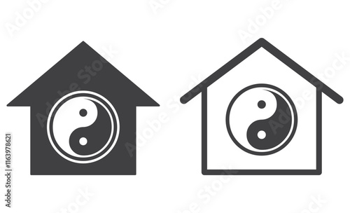 ying yang symbol in house icon