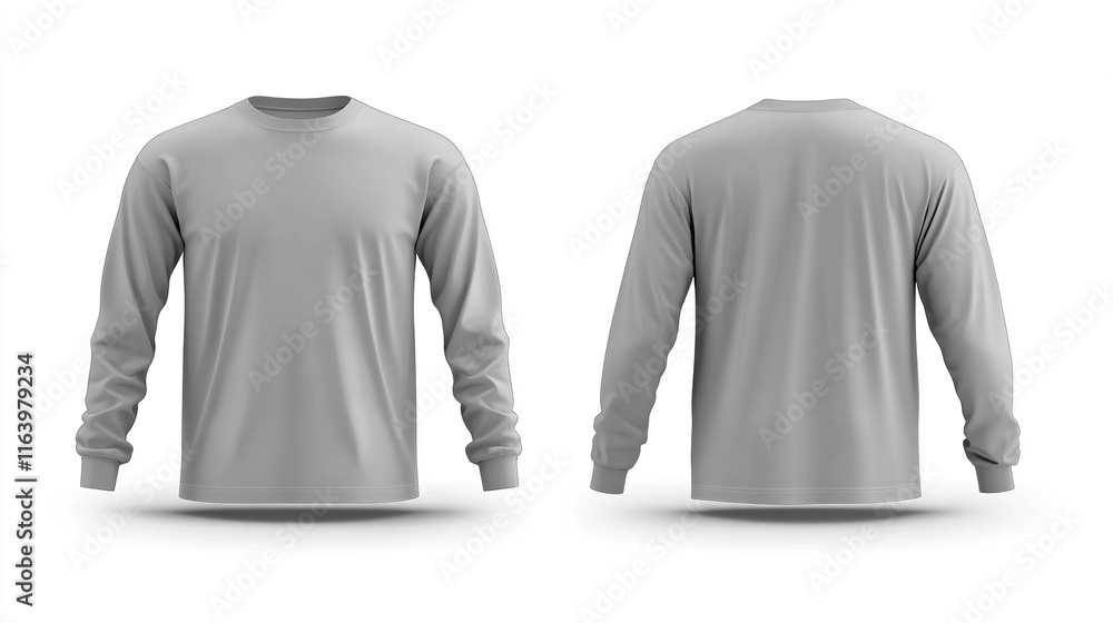 Gray Long Sleeve T-Shirt Template Gray Long Sleeve T-Shirt Template