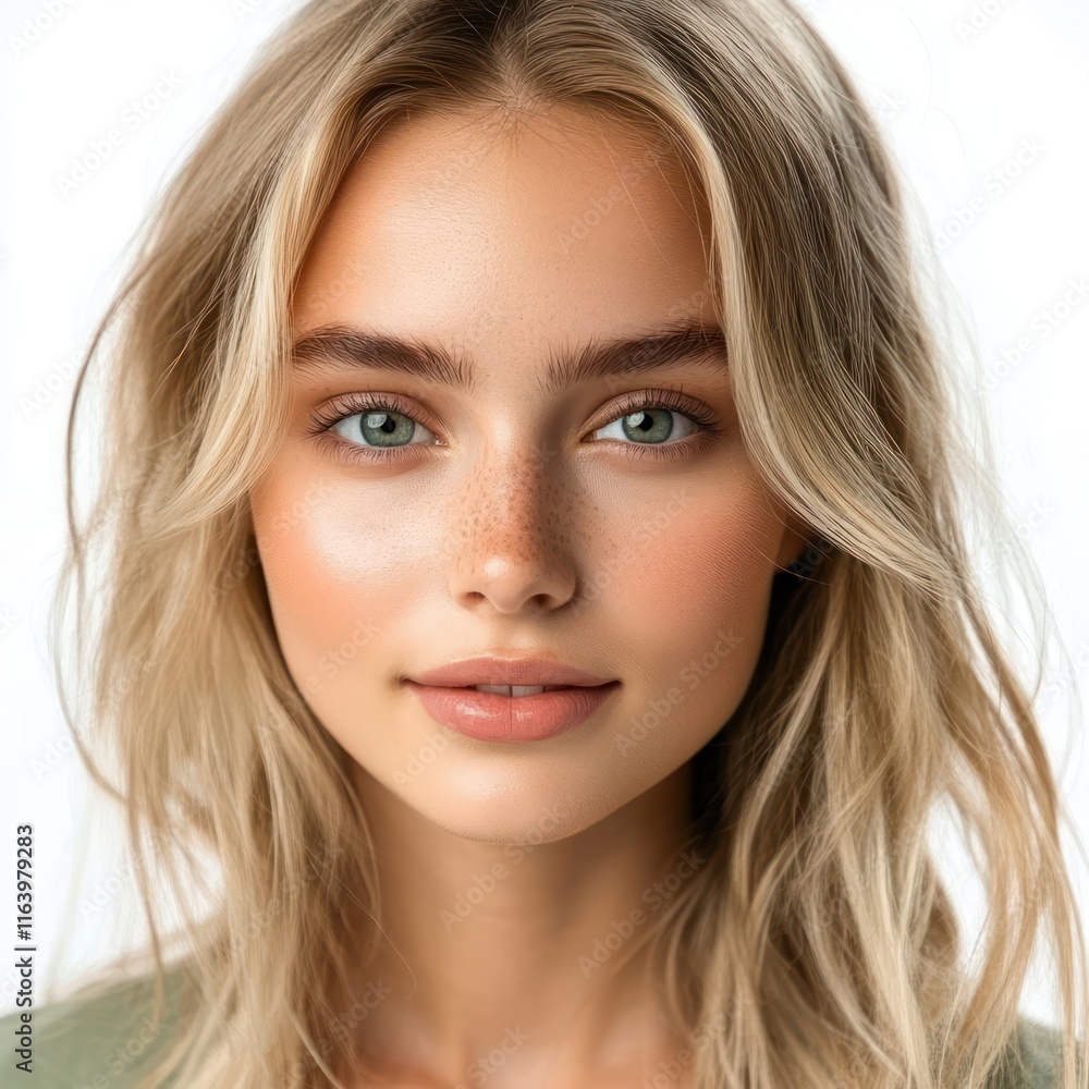 Portrait of a young blonde woman with nature beauty Isolated on White Background Generative AI Portrait of a young blonde woman with nature beauty Isolated on White Background Generative AI