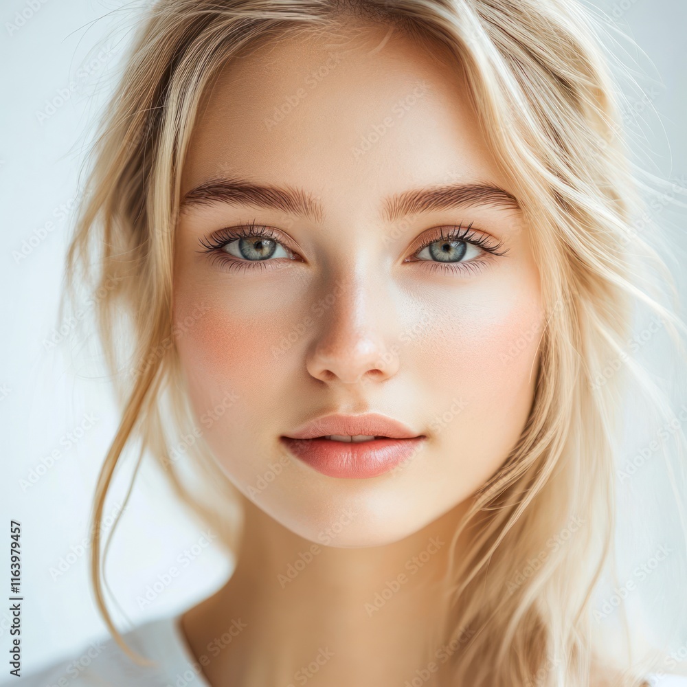 Portrait of a young blonde woman with nature beauty Isolated on White Background Generative AI Portrait of a young blonde woman with nature beauty Isolated on White Background Generative AI