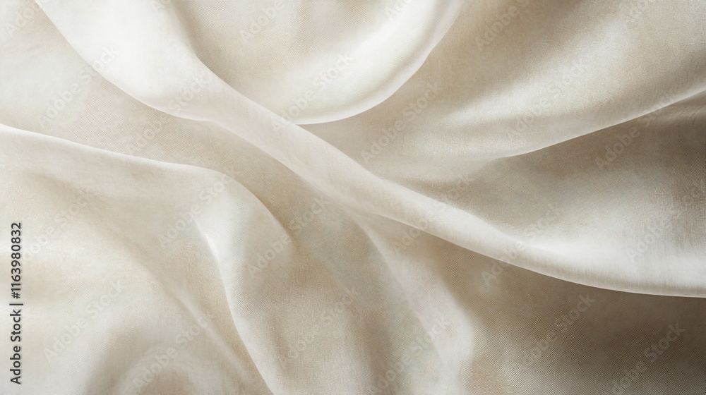Obraz premium Soft, flowing, ivory silk fabric drapes elegantly.