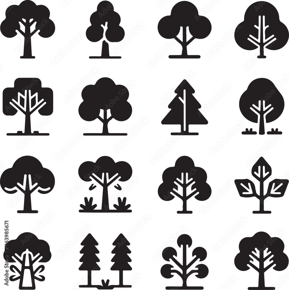 Tree Fill Icons Silhouette Vector Design Tree Fill Icons Silhouette Vector Design