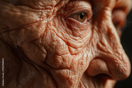 Close-Up of Aged Human Skin with Wrinkles photo