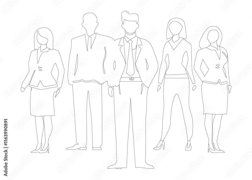 Silhouettes of Business Professionals in Black Outline. Group of Business Men and Women in Black Outline Vector Design. Business Team Black Silhouette Vector Illustration. Silhouettes of Business Professionals in Black Outline. Group of Business Men and Women in Black Outline Vector Design. Business Team Black Silhouette Vector Illustration.