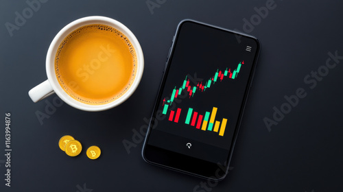 BTCUSD, A smartphone screen displaying the price movement of BTCUSD, showcasing cryptocurrency trading trends in an engaging visual format. photo