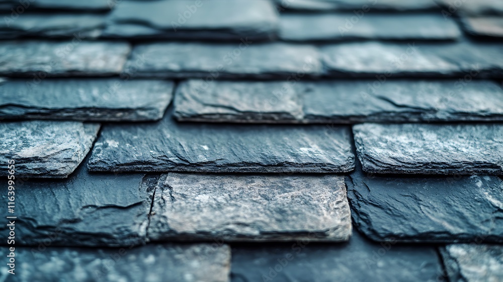Textured Slate Roof: A Close-Up View of Dark Blue Tiles Textured Slate Roof: A Close-Up View of Dark Blue Tiles