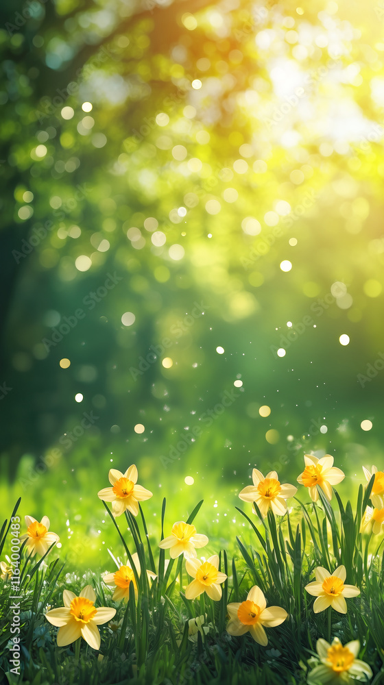 Obraz premium yellow daffodils in grass