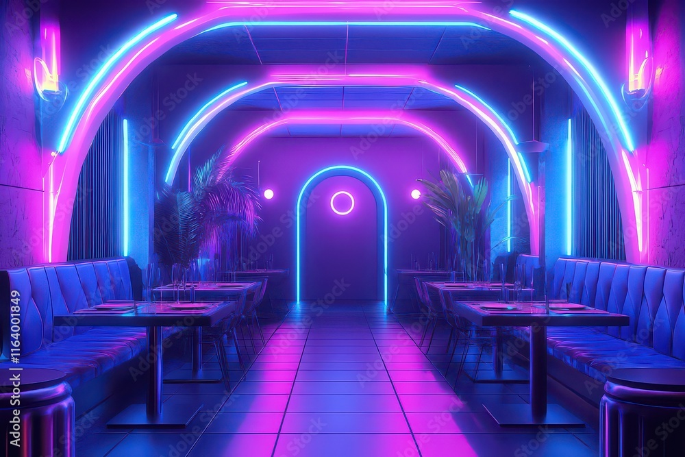Obraz premium Futuristic Dining Space with Neon Highlights