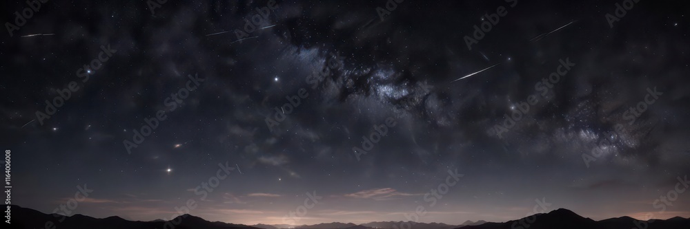 Obraz premium Dark celestial canvas with twinkling stars stretching across the sky, heavenly, universe, celestial
