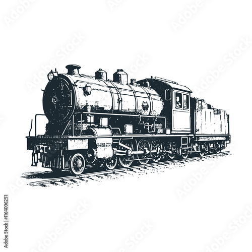 The modern train. Black white vector illustration.
