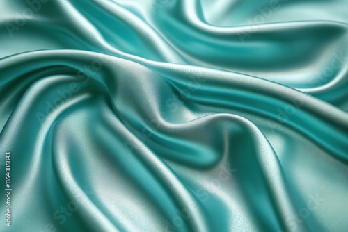 Wallpaper Mural A close-up view of smooth, flowing turquoise silk fabric showcasing its texture and sheen. Torontodigital.ca