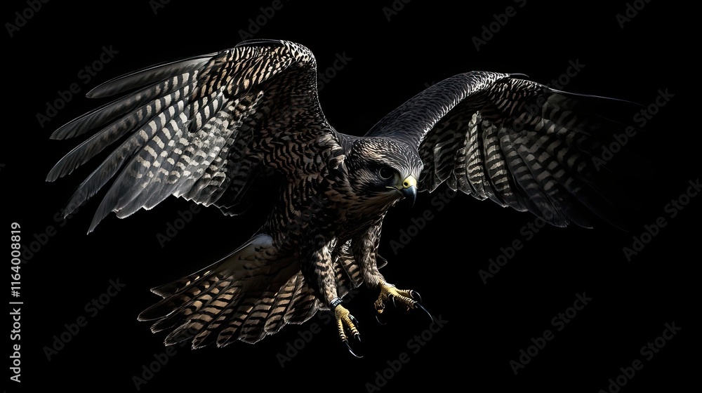 Fototapeta premium Majestic Goshawk in Flight Against Dark Background