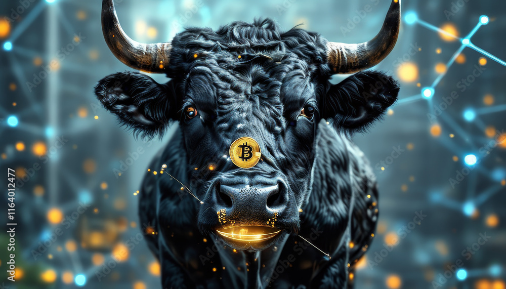 Crypto bull market, angry bull dashing into a giant golden bitcoin, futuristic networks, crypto trading, bitcoin hype, bullish trend, bitcoin and crypto trade Crypto bull market, angry bull dashing into a giant golden bitcoin, futuristic networks, crypto trading, bitcoin hype, bullish trend, bitcoin and crypto trade